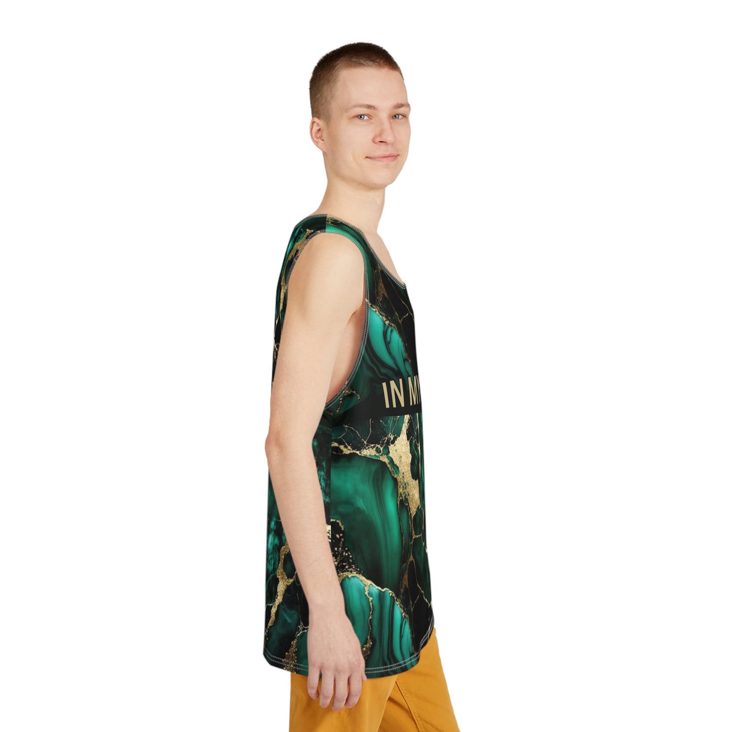 IN MY PRIME GREEN & GOLD MARBLE Men's Tank-SMALL-3XL