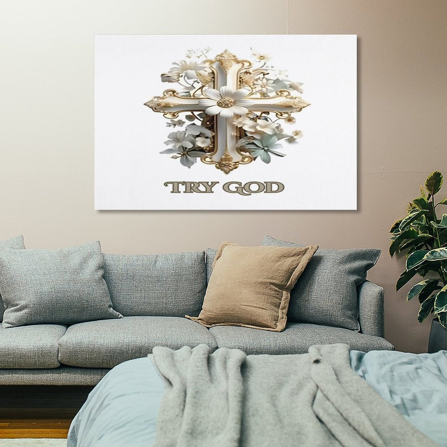 Hanging Canvas (Horizontal 3:2)-12x18 inch/ 8x12 inch-TRY GOD