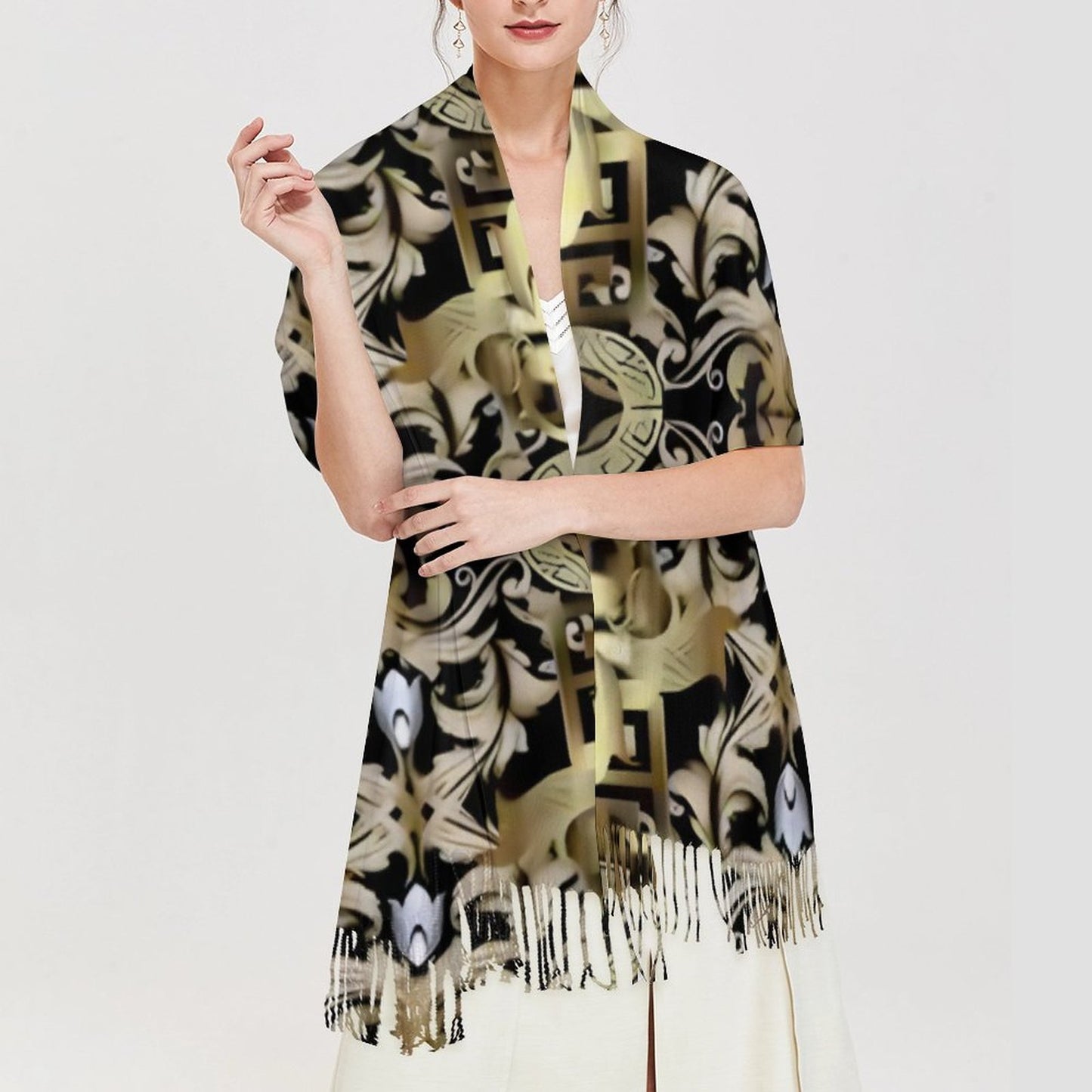 Cashmere-like Tassel Scarf (All-Over Printing)