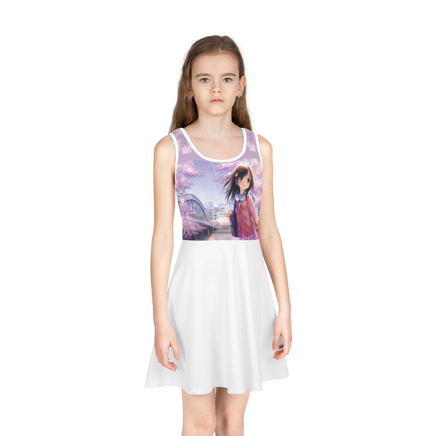 SCHOOL GIRL Girls' Sleeveless Sundress (white)