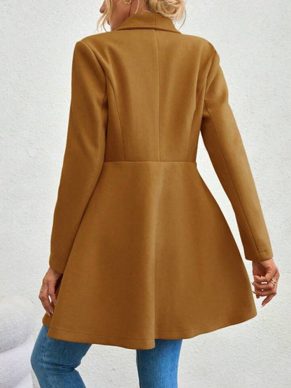 Collared Neck Button Up Long Sleeve Coat (red/black/tan/tan/mustard)-SMALL-XL