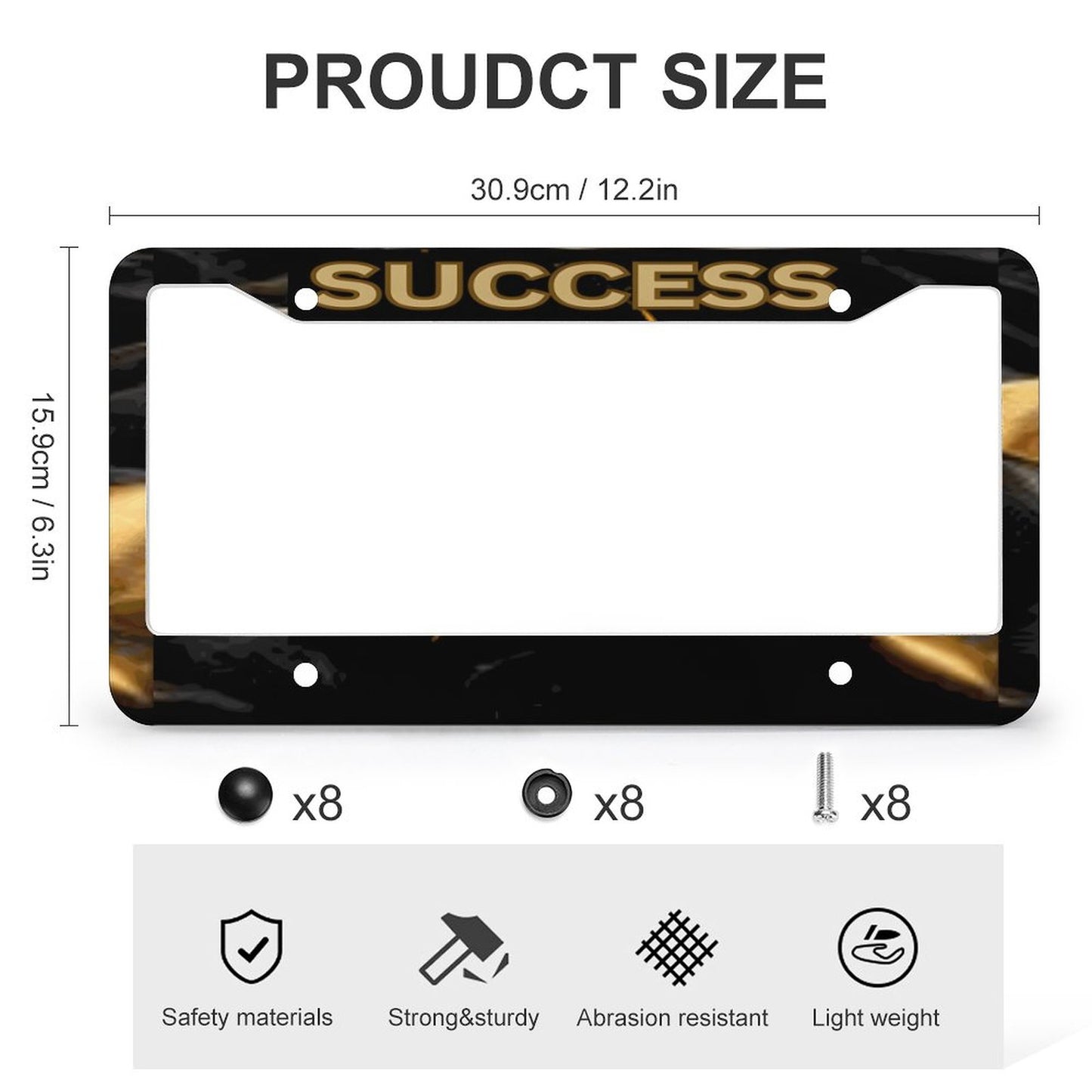 License Plate Frames with 4 Round Holes (1 Pair)