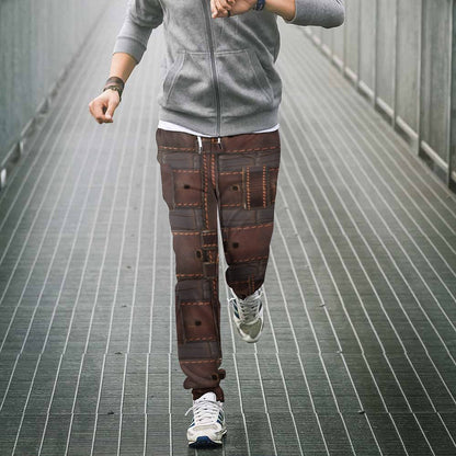 RUGGED LEATHER BUCKLE Print Sweatpants-SMALL-5XL