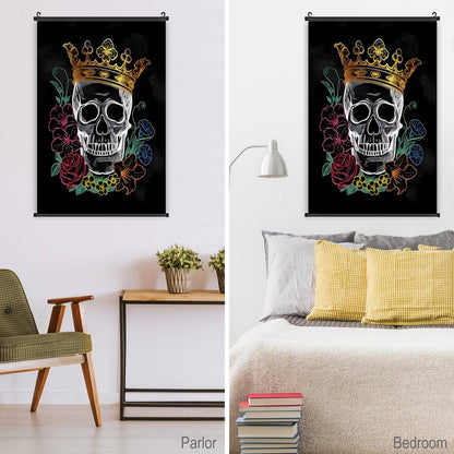 Canvas Hanging Poster with Scrolls-16"x24"/ 40x60cm-CROWNED SKULL