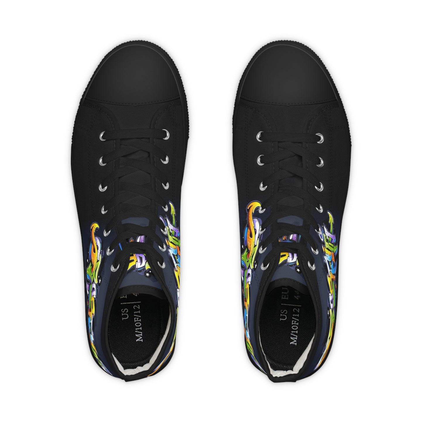 COLORFUL GRAFFITI Men's High Top Sneakers (Options: black or white bottom soles)