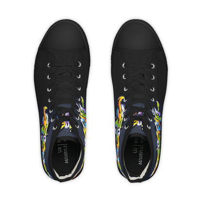 COLORFUL GRAFFITI Men's High Top Sneakers (Options: black or white bottom soles)