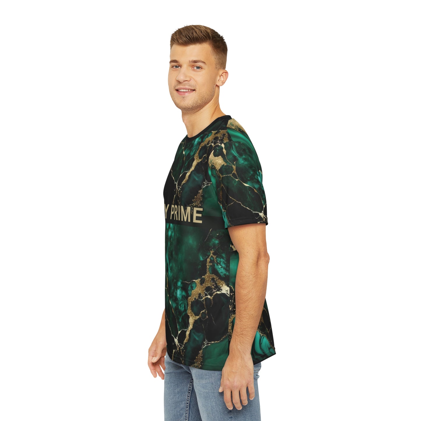 IN MY PRIME GREEN & GOLD MARBLE Men's Polyester Tee
