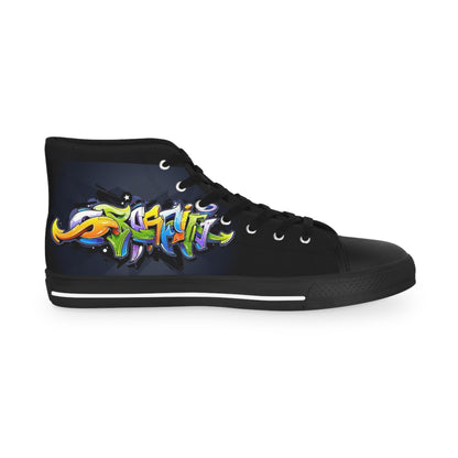 COLORFUL GRAFFITI Men's High Top Sneakers (Options: black or white bottom soles)
