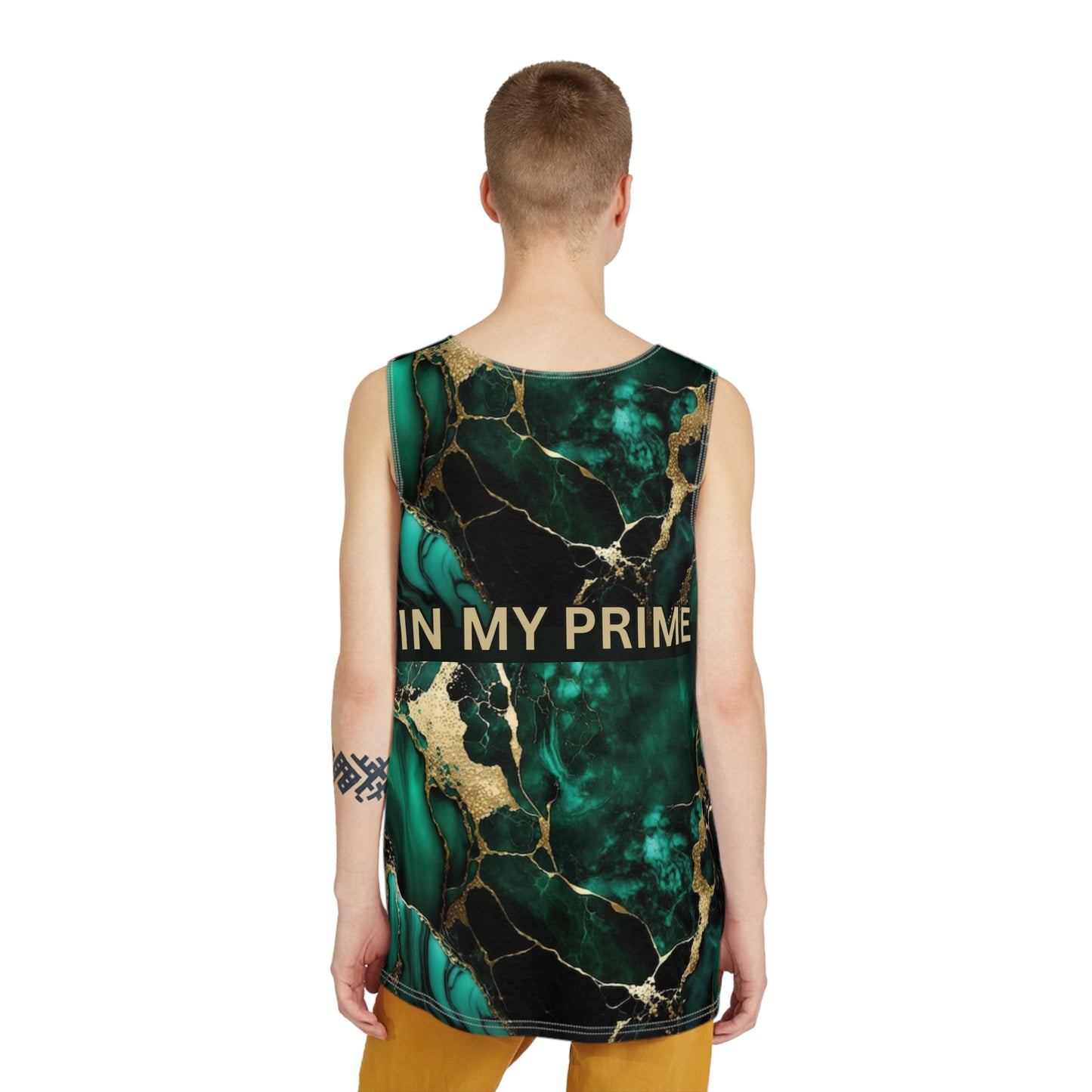 IN MY PRIME GREEN & GOLD MARBLE Men's Tank-SMALL-3XL