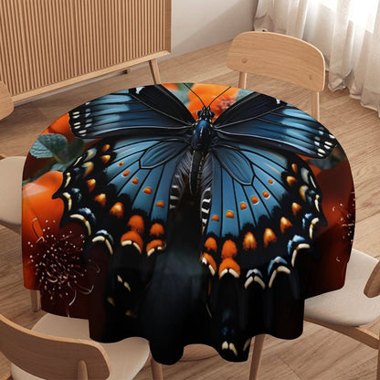 Round Tablecloth on Round Table-BLUE BUTTERFLY