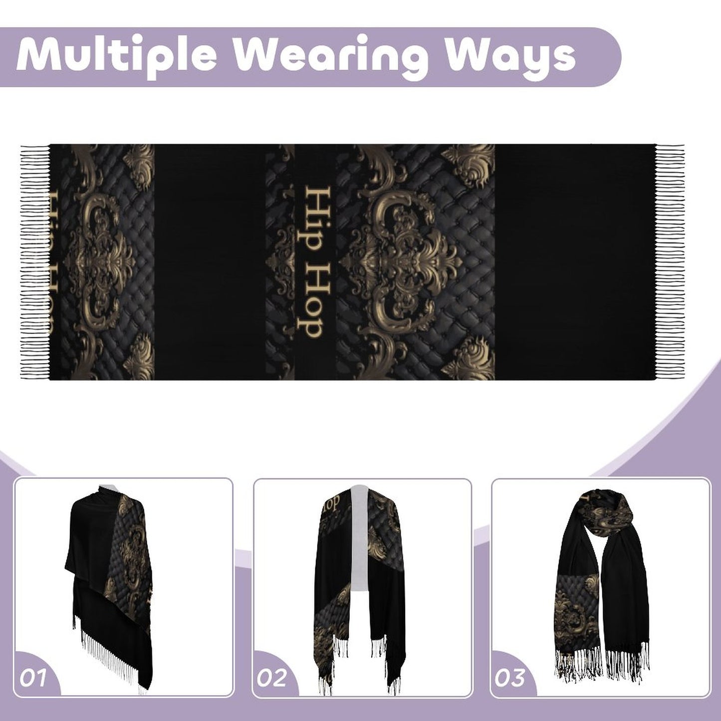 Cashmere-like Tassel Scarf (All-Over Printing)