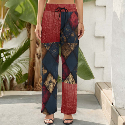 TRIANGLES & LEATHER Baggy Pants for Women-SMALL-2XL