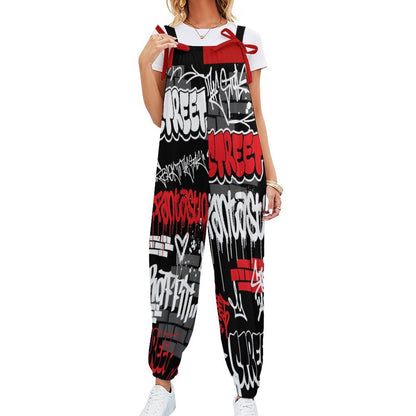 B/R/W GRAFFITI Spaghetti Strap Jumpsuit
