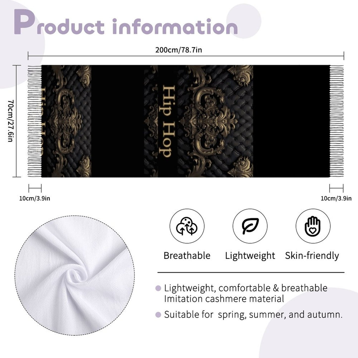 Cashmere-like Tassel Scarf (All-Over Printing)