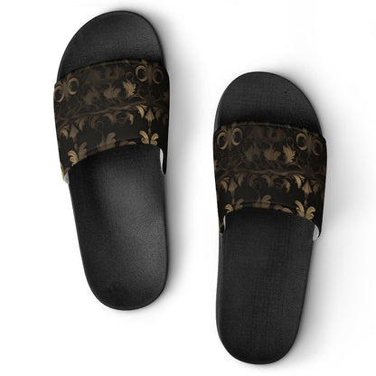 BLACK & GOLD ACCENT Unisex PVC Slippers or Slides