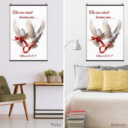 Canvas Hanging Poster with Scrolls-16"x24"/ 40x60cm-TWO SHALL BECOME ONE
