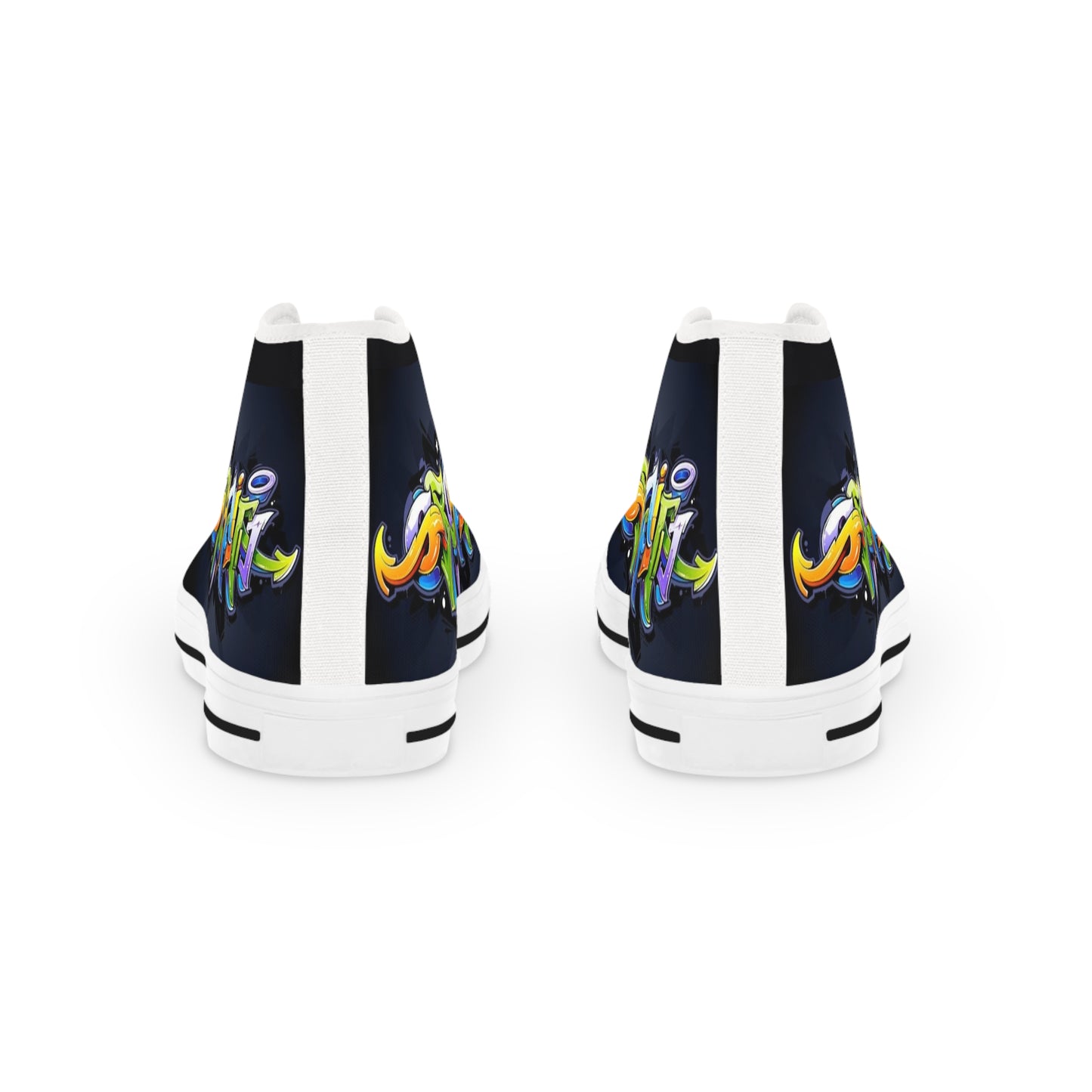 COLORFUL GRAFFITI Men's High Top Sneakers (Options: black or white bottom soles)