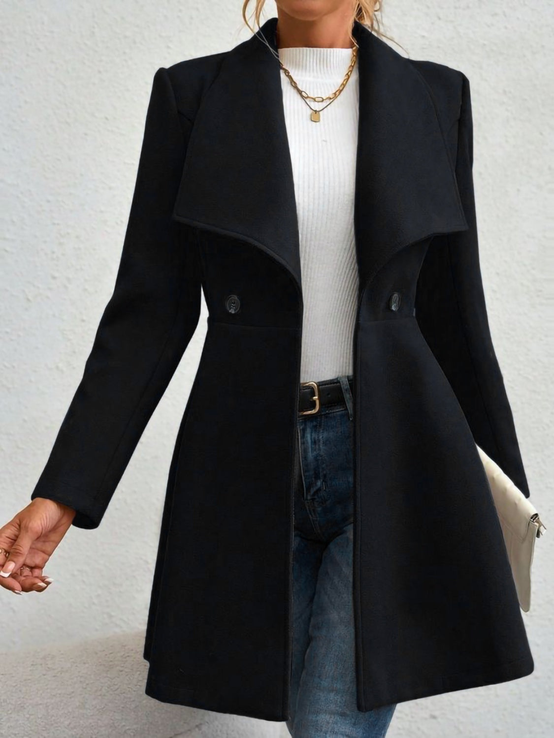 Collared Neck Button Up Long Sleeve Coat (red/black/tan/tan/mustard)-SMALL-XL