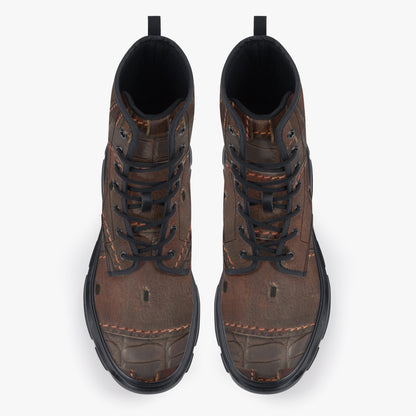 RUGGED LEATHER BUCKLE Print ON Chunky Leather Boots