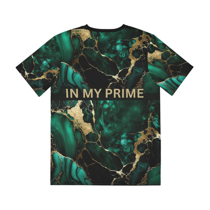 IN MY PRIME GREEN & GOLD MARBLE Men's Polyester Tee