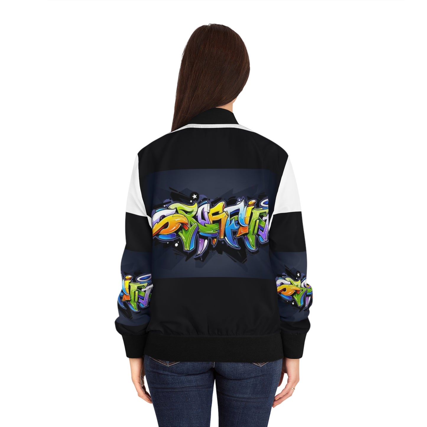 COLORFUL GRAFFITI Women's Bomber Jacket-SMALL-2XL