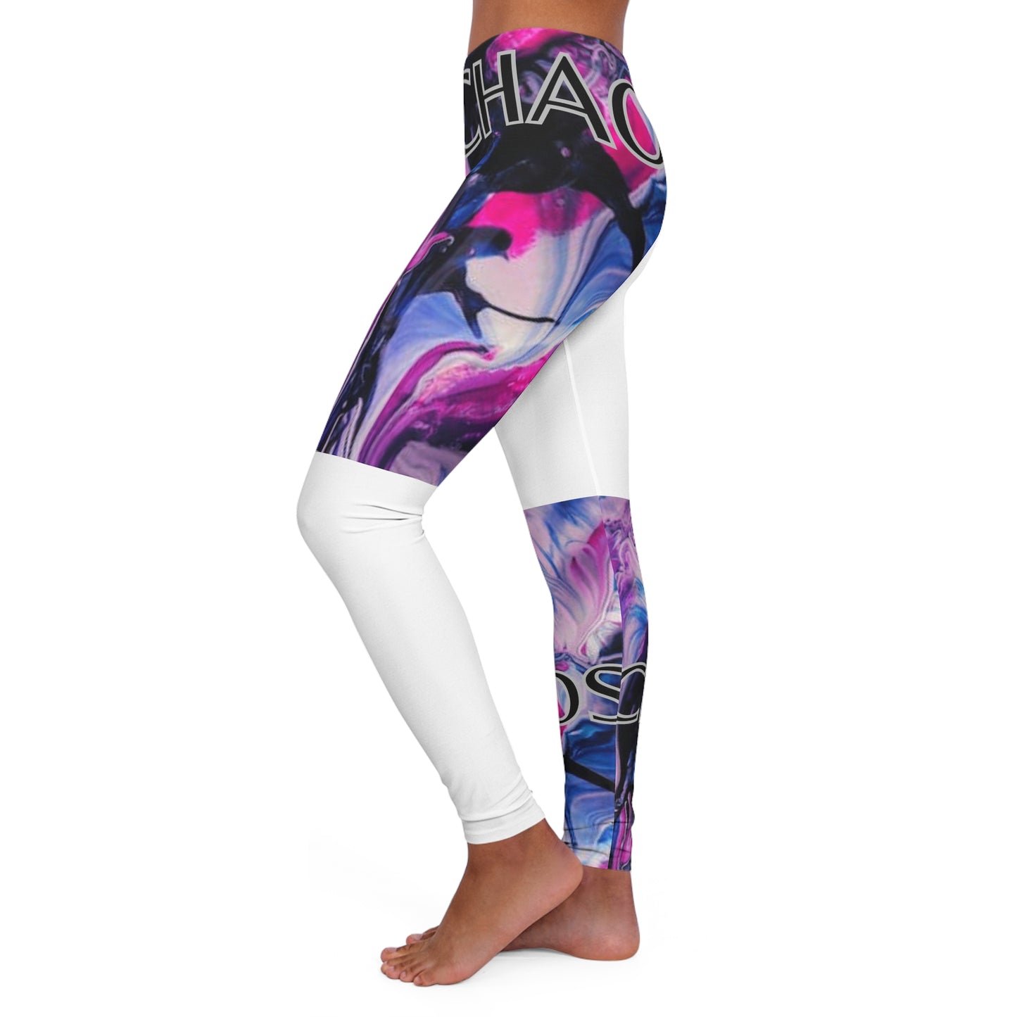 CHAOS SQUARES Women's Casual Spandex Leggings (white)-*XS-2XL