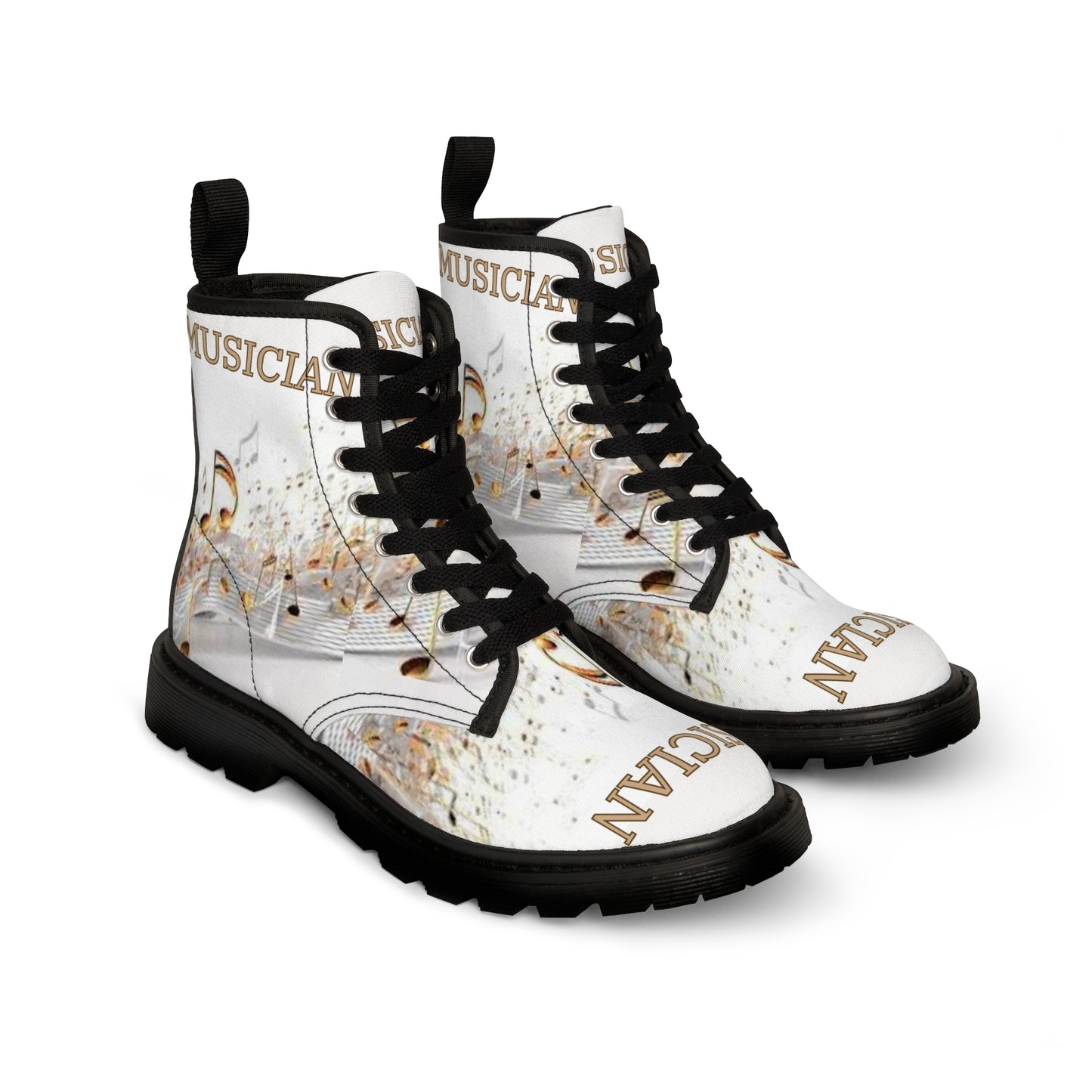 MUSICIAN In Gold Women's Canvas Boots  (Options: black or brown bottom soles)