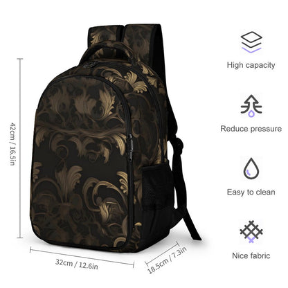 BLACK & GOLD ACCENT Multi-Pocket Back Pack