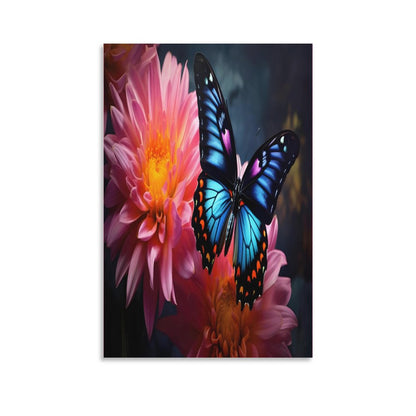 BLUE BUTTERFLY Unframed Art Canvas (Vertical 2:3)-8x12 inch/12x18 inch