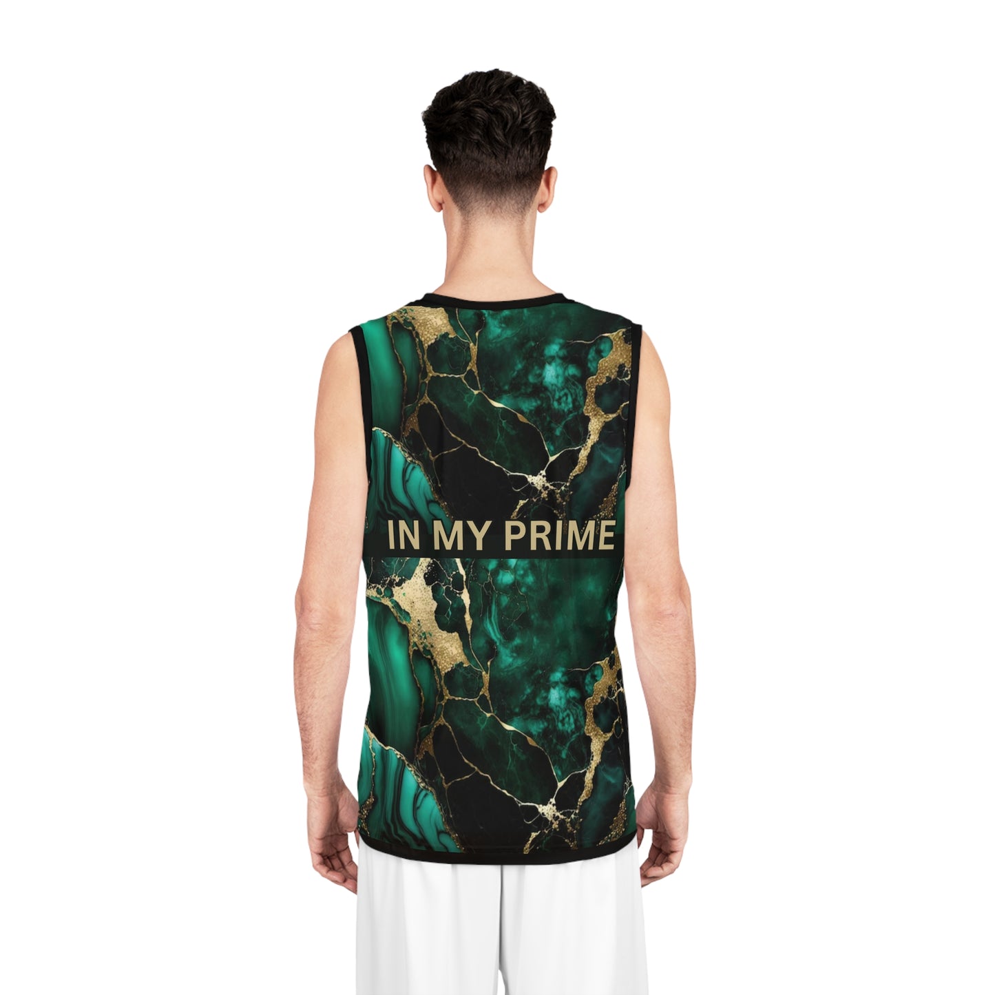 IN MY PRIME GREEN & GOLD MARBLE Basketball Jersey