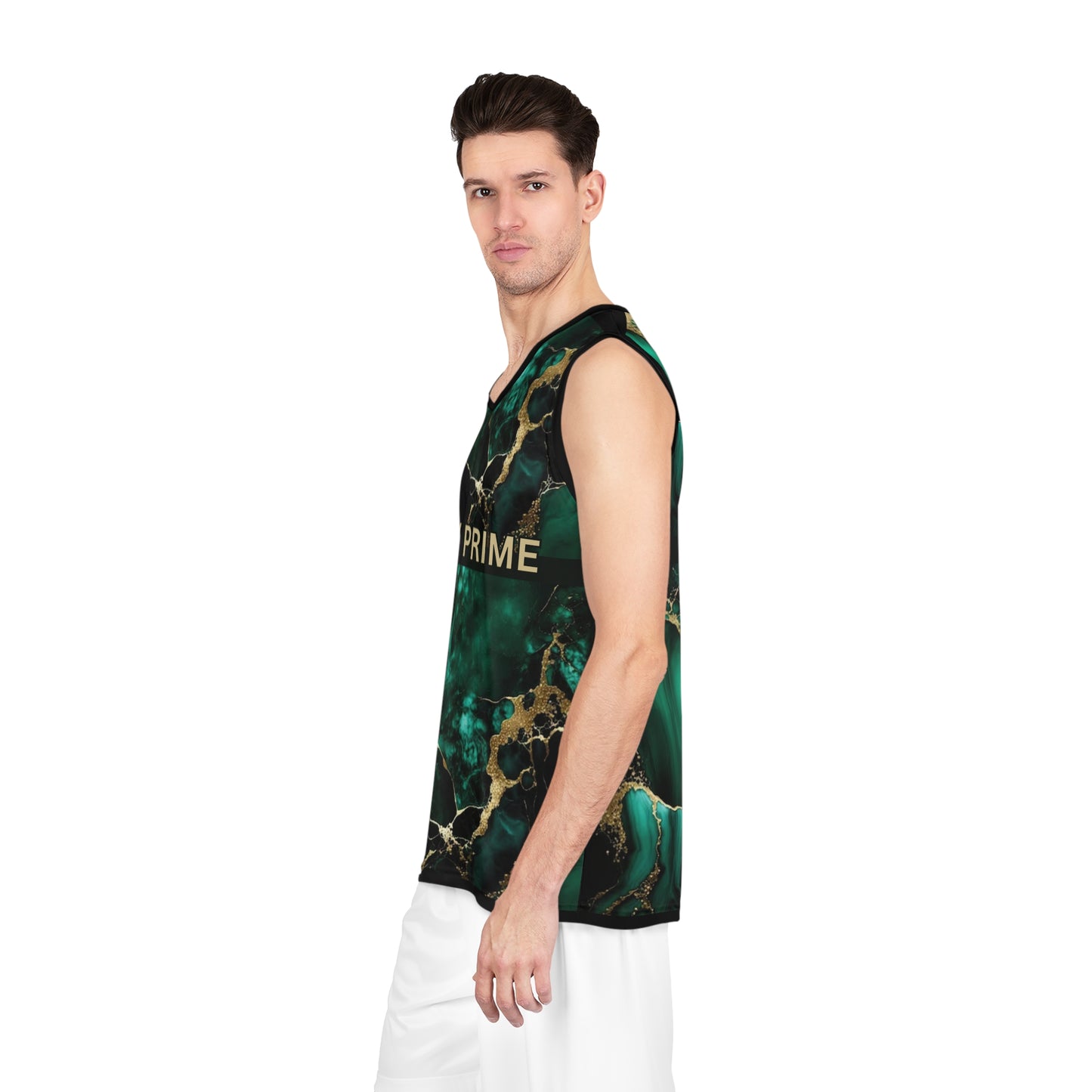 IN MY PRIME GREEN & GOLD MARBLE Basketball Jersey