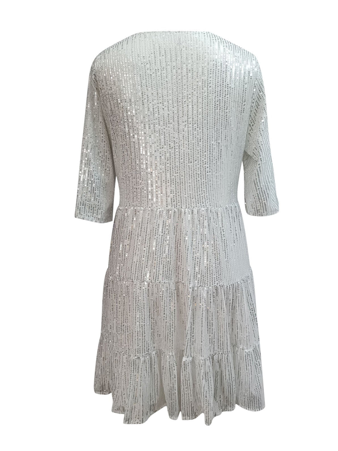 Full Size Sequin Round Neck Half Sleeve Mini Dress-SMALL-3XL (Many colors)
