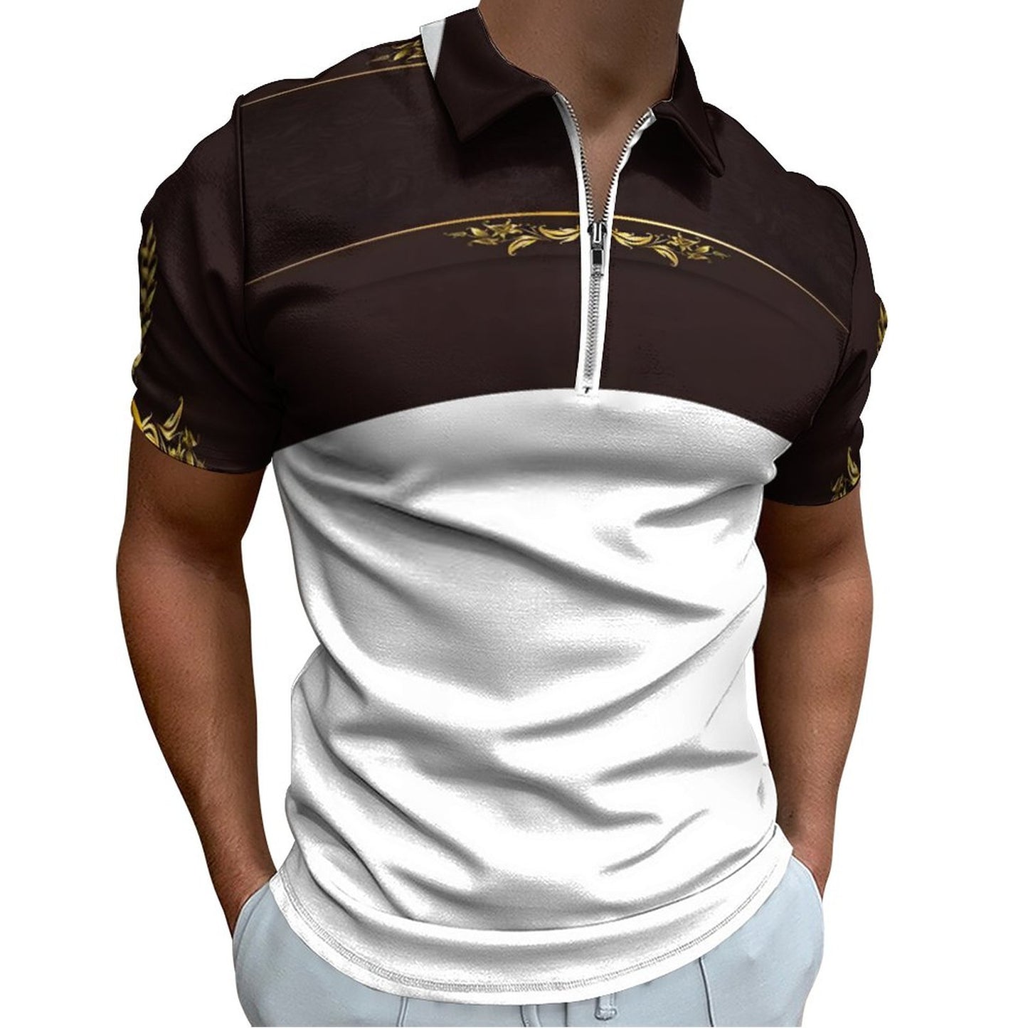 Men's Short Sleeve POLO Shirt with Zipper B470 (All-Over Printing)
