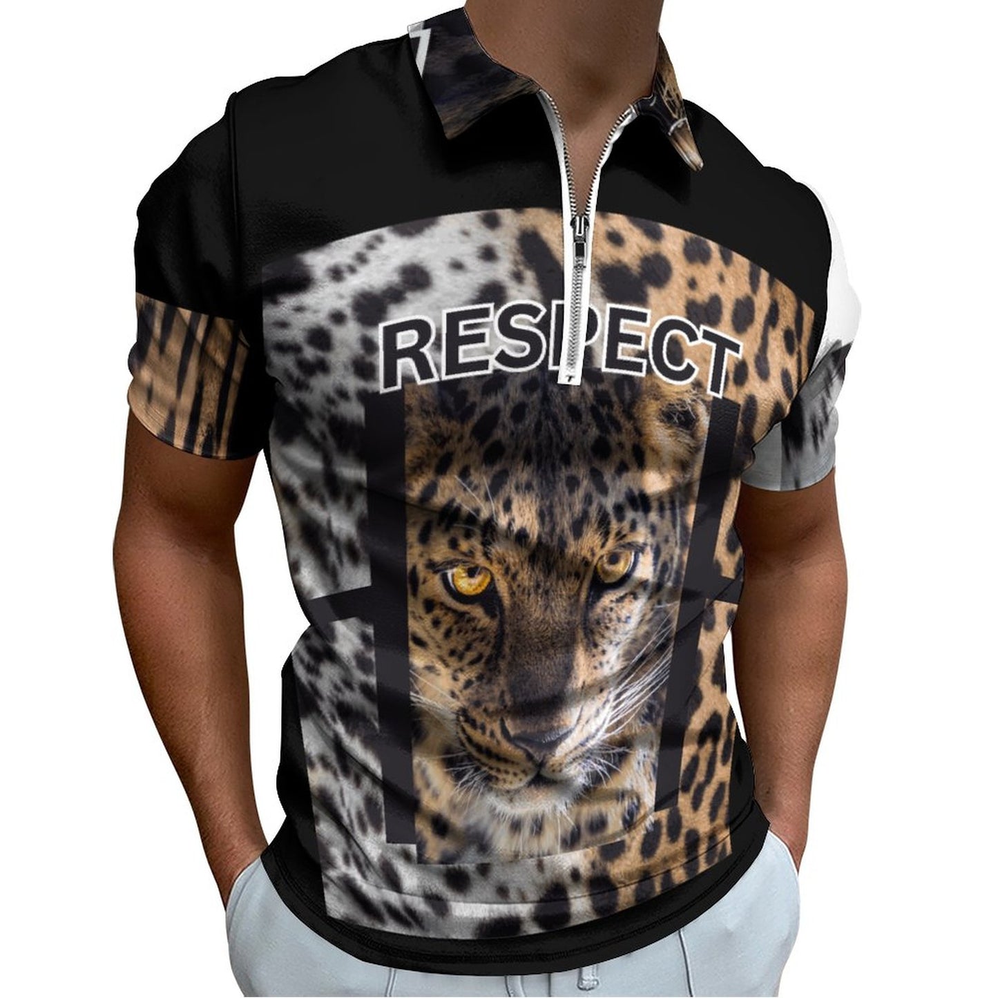 Men's Short Sleeve POLO Shirt with Zipper B470 (All-Over Printing)