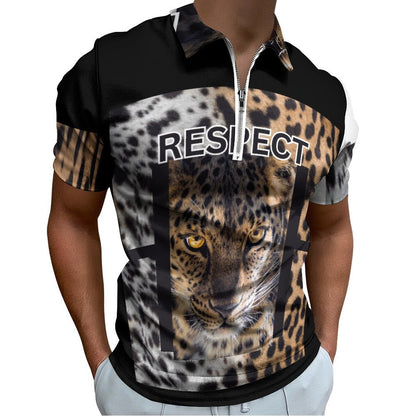 Men's Short Sleeve POLO Shirt with Zipper B470 (All-Over Printing)