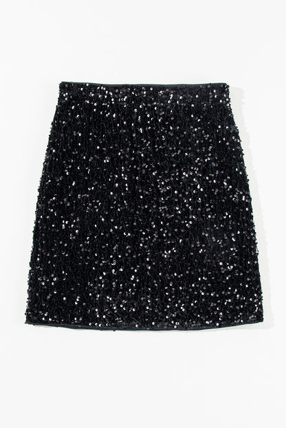 Sequin Mini Skirt-SMALL-XL