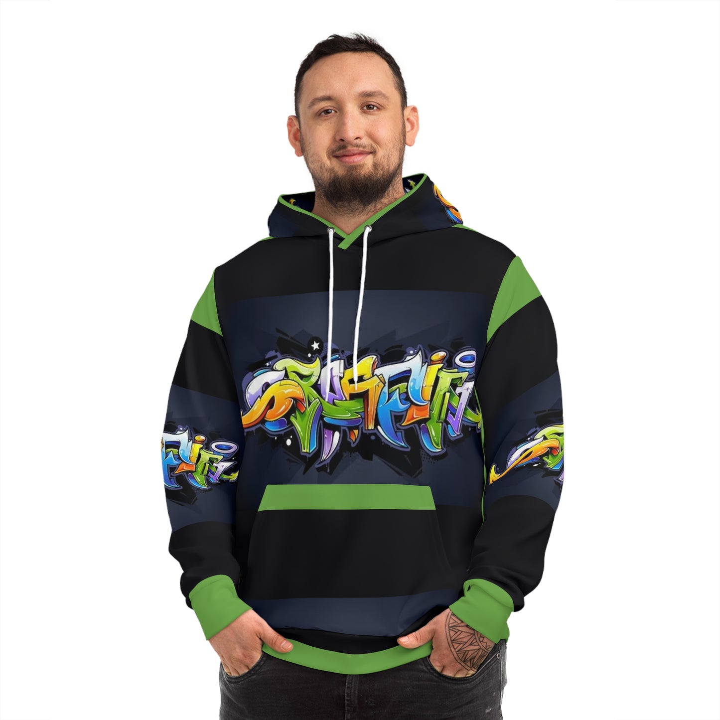COLORFUL GRAFFITI UNISEX black/lime Fashion Hoodie