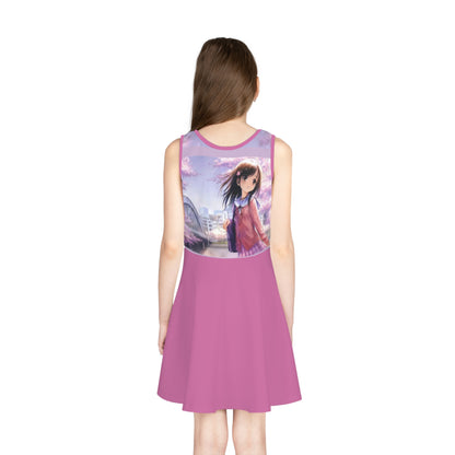 SCHOOL GIRL Girls' Sleeveless Sundress (pink)