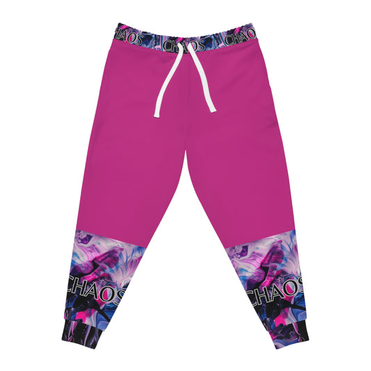 CHAOS on Pink Unisex Athletic Joggers-SMALL-3XL