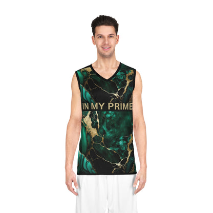 IN MY PRIME GREEN & GOLD MARBLE Basketball Jersey