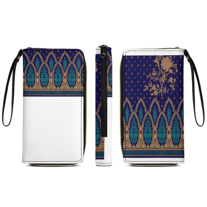 Leather Wallet with Wristlet Strap (2 Pictures on 2 Sides)