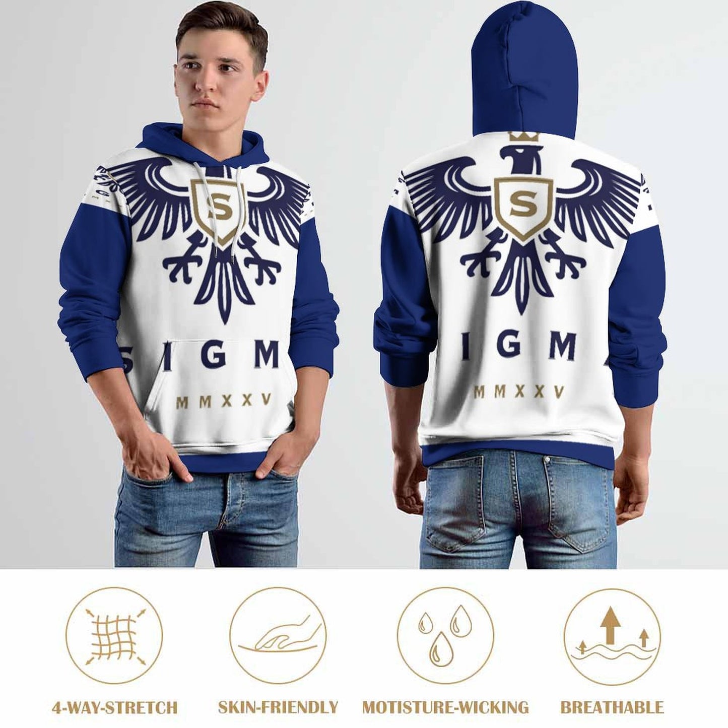 230gsm Men's Cool Hoodie with Double-layer Cap (All-Over Printing)