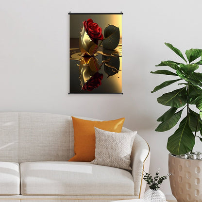 ROSE IN GOLD Canvas Hanging Poster with Scrolls-16"x24"/ 40x60cm