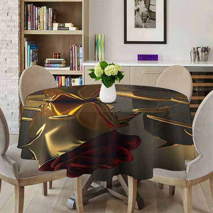 ROSE IN GOLD Round Tablecloth on Round Table