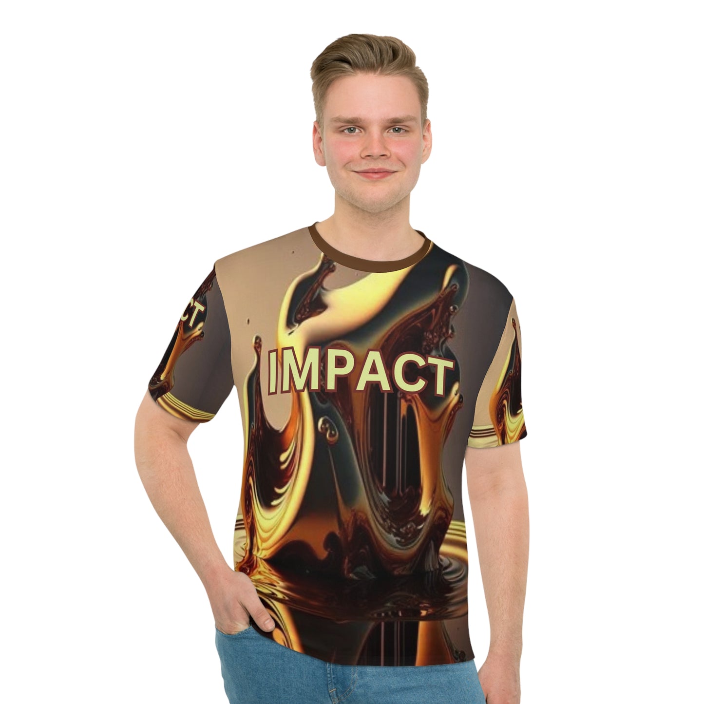 IMPACT UNISEX Loose T-shirt Brown Collar (XS-5XL) (for groups or events)