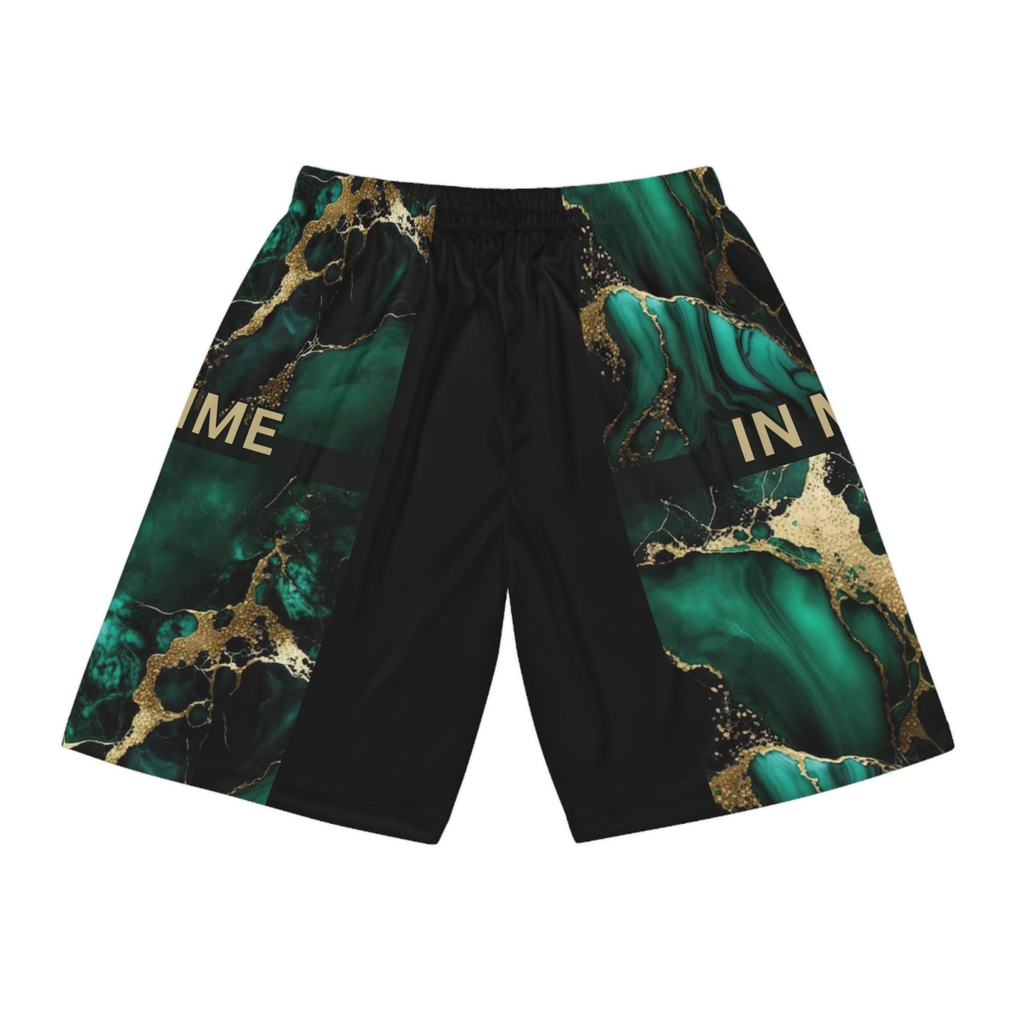 IN MY PRIME GREEN & GOLD MARBLE Basketball Shorts