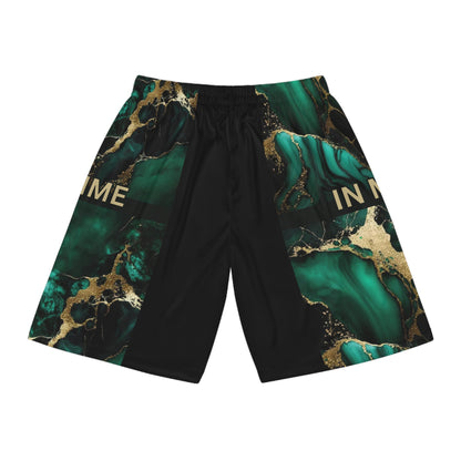 IN MY PRIME GREEN & GOLD MARBLE Basketball Shorts