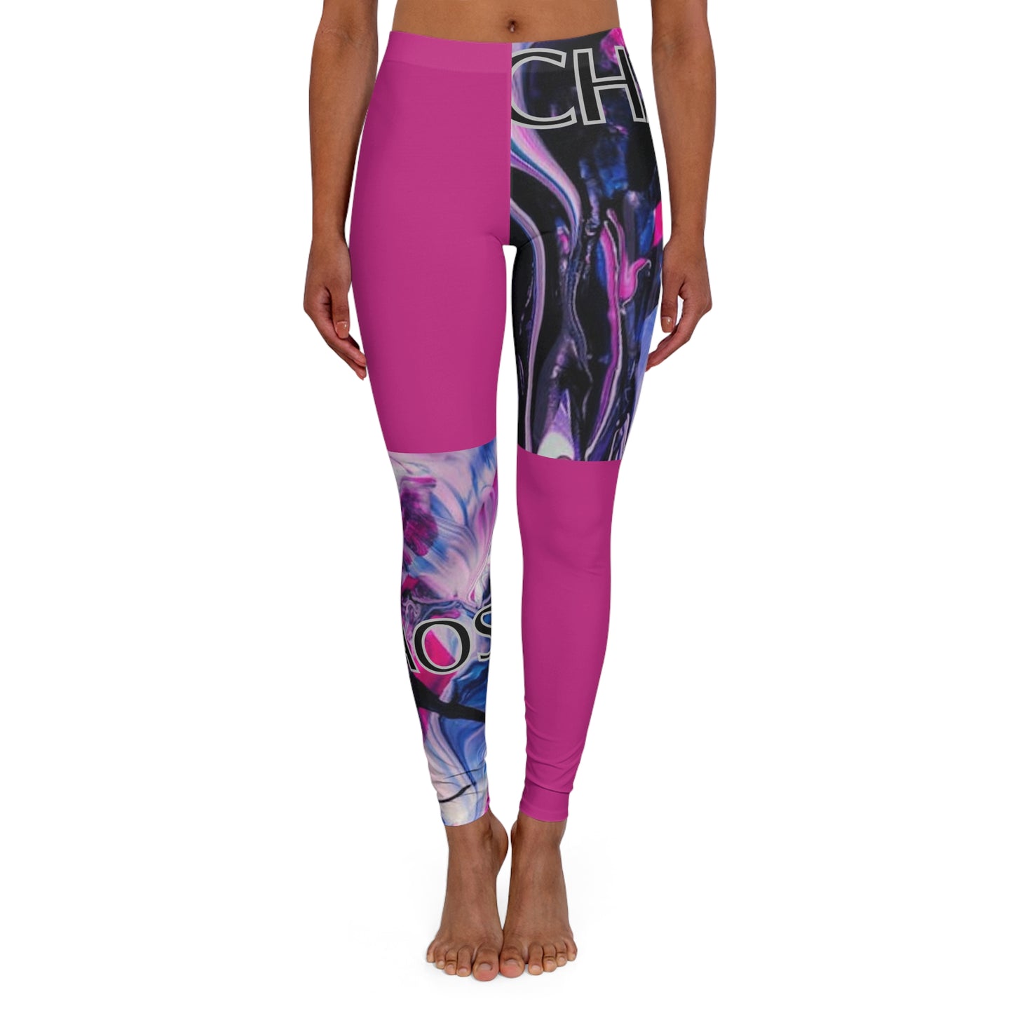 CHAOS SQUARES Women's Casual Spandex Leggings (pink)-*XS-2XL