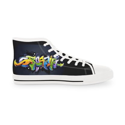 COLORFUL GRAFFITI Men's High Top Sneakers (Options: black or white bottom soles)