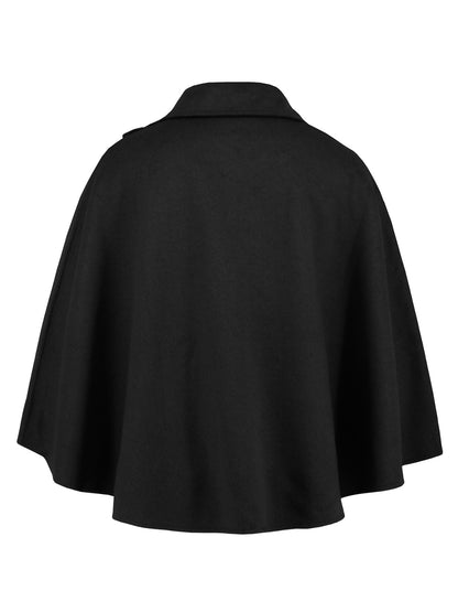 Collared Neck Cropped Cape (deep red/black/camel)-ONE SIZE